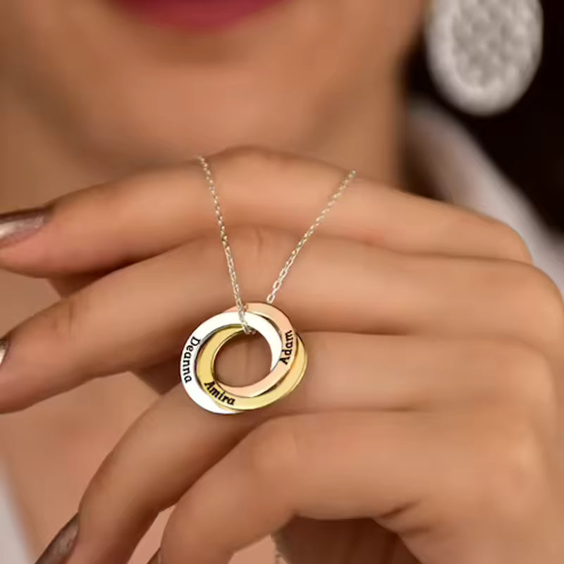Collar Personalizado anillos rusos para mamá