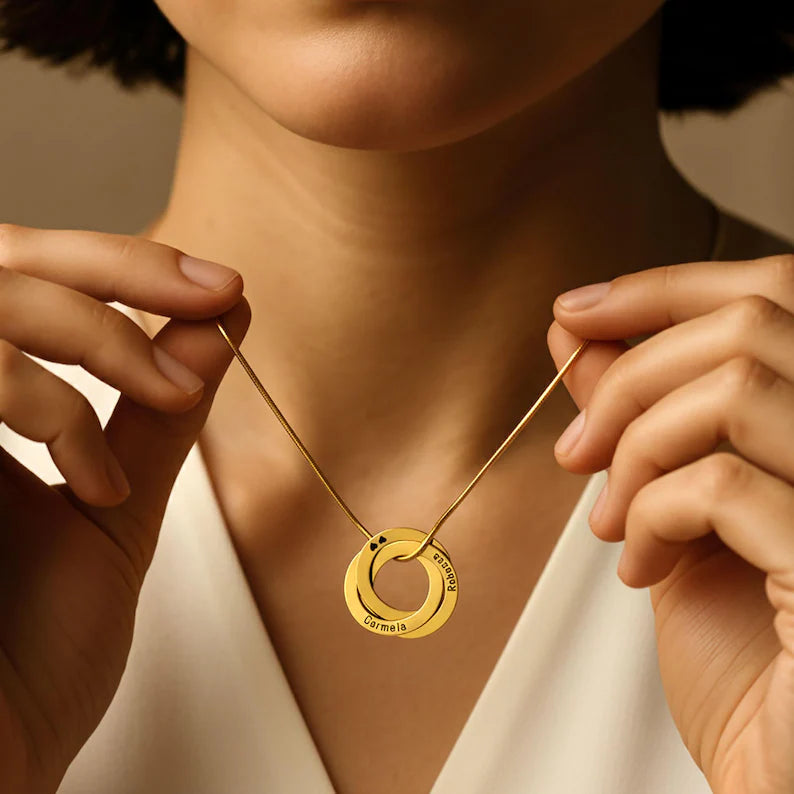 Collar Personalizado anillos rusos para mamá