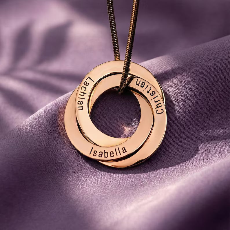 Collar Personalizado anillos rusos para mamá